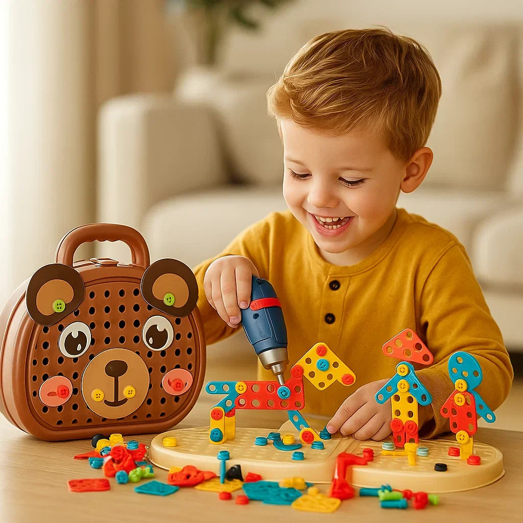 Children’s Drill Play Set ⎜ Educational Toolbox with Electric Screwdriver for Building and Role Play