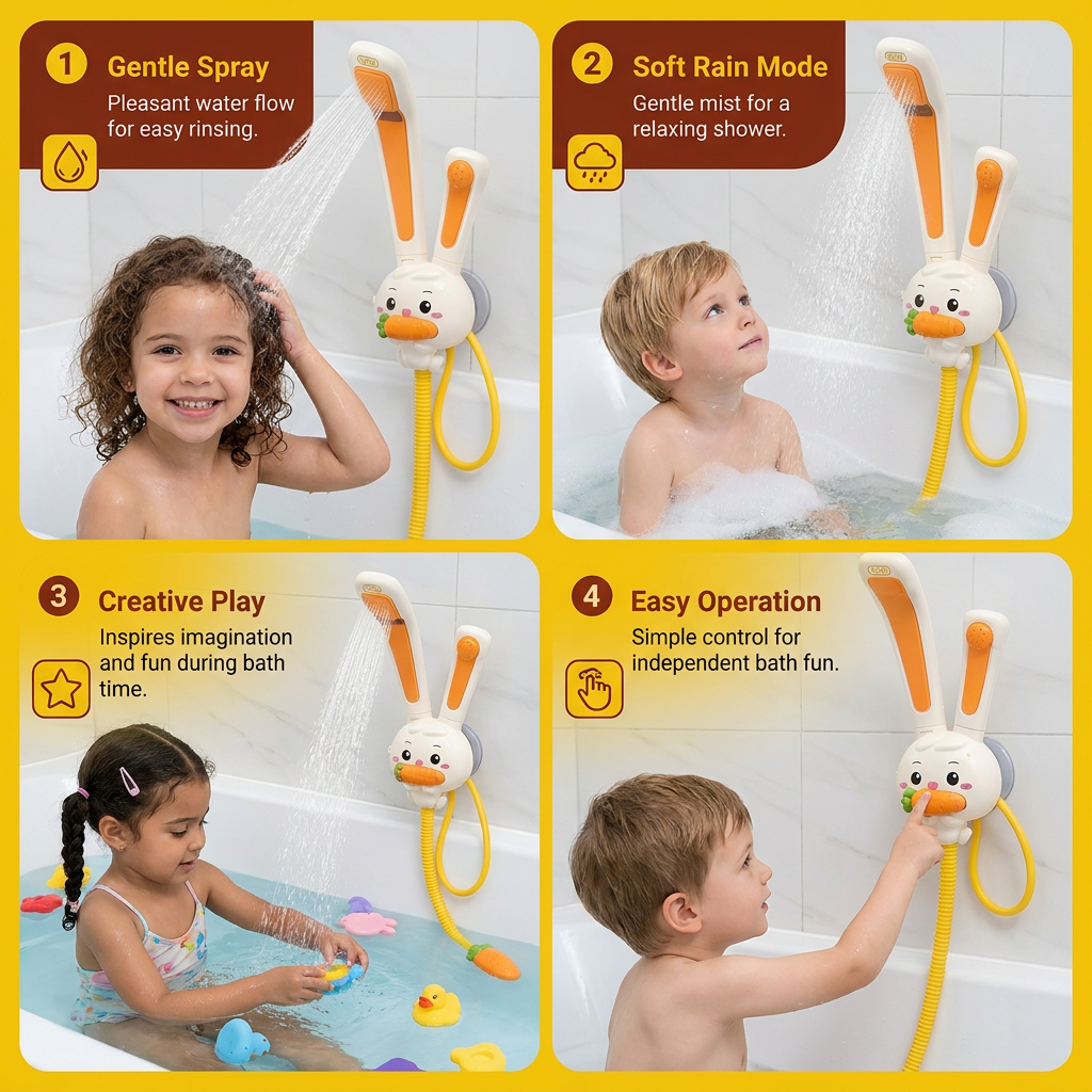 Baby Shower Toy with Bunny Design and Carrot Spray Head