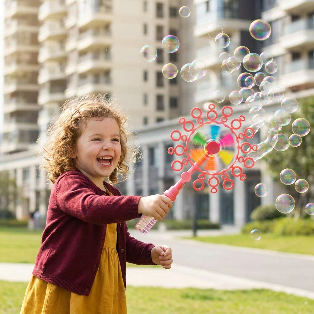 Kids Bubble Wand Toy Set with Windmill Design for Outdoor Fun