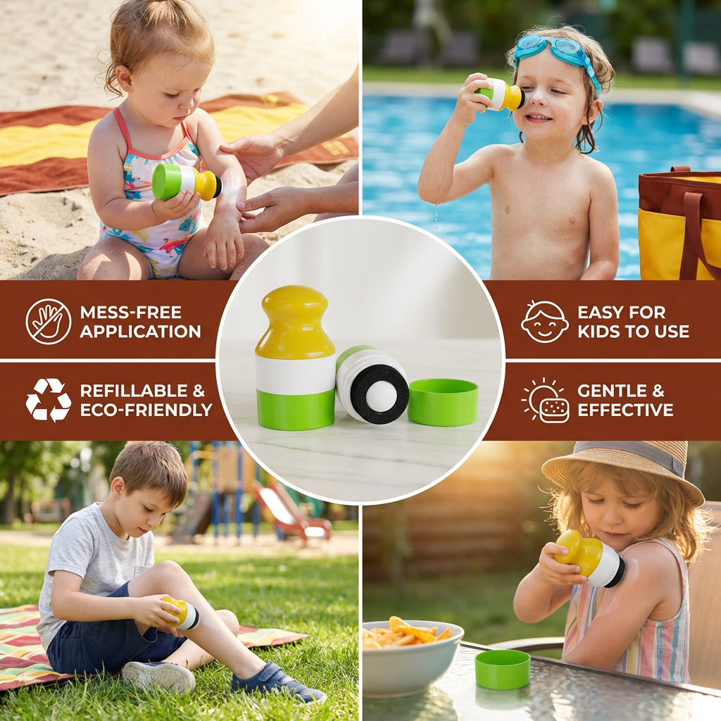 Refillable Sunscreen Roller for Kids – Easy Mess-Free Sunscreen Applicator