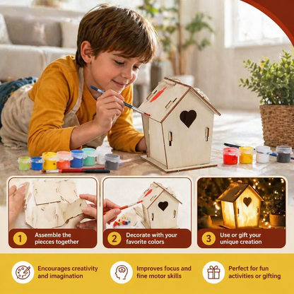 Colorful DIY Wooden Birdhouse Kit for Kids – Paint & Craft Set