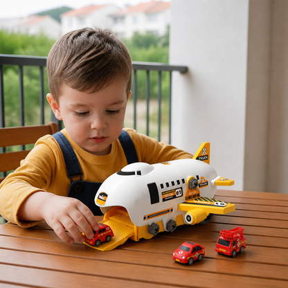 DIY Airplane Transport Truck Playset with Construction Vehicles