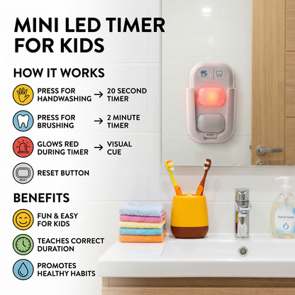 Mini LED Timer for Kids – Fun Support for Handwashing & Brushing Teeth