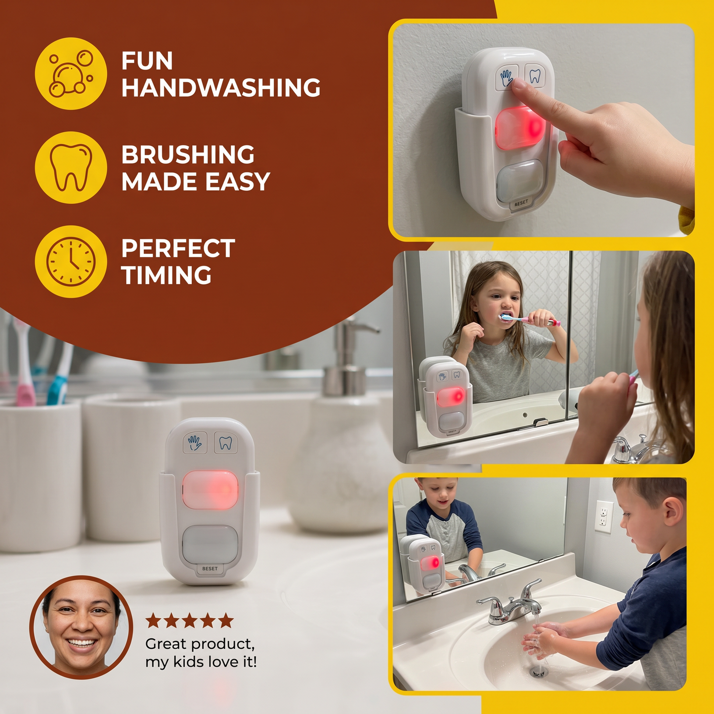 Mini LED Timer for Kids – Fun Support for Handwashing & Brushing Teeth