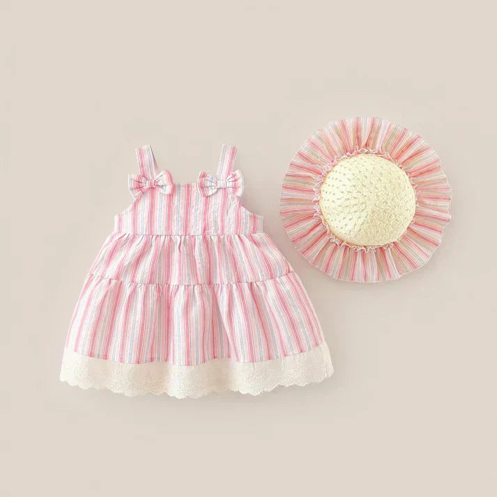 Seaside Stripe Dress Set & Hat