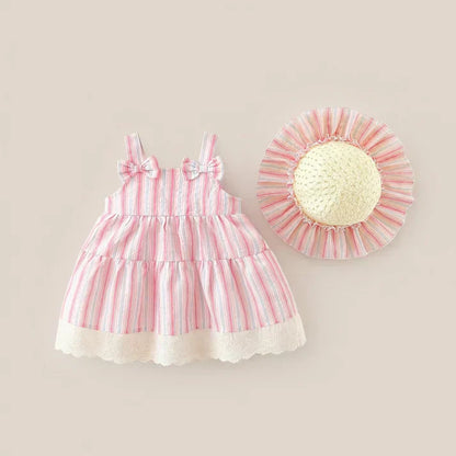 Seaside Stripe Dress Set & Hat