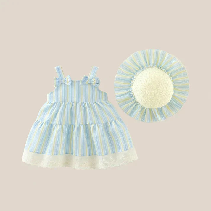 Seaside Stripe Dress Set & Hat