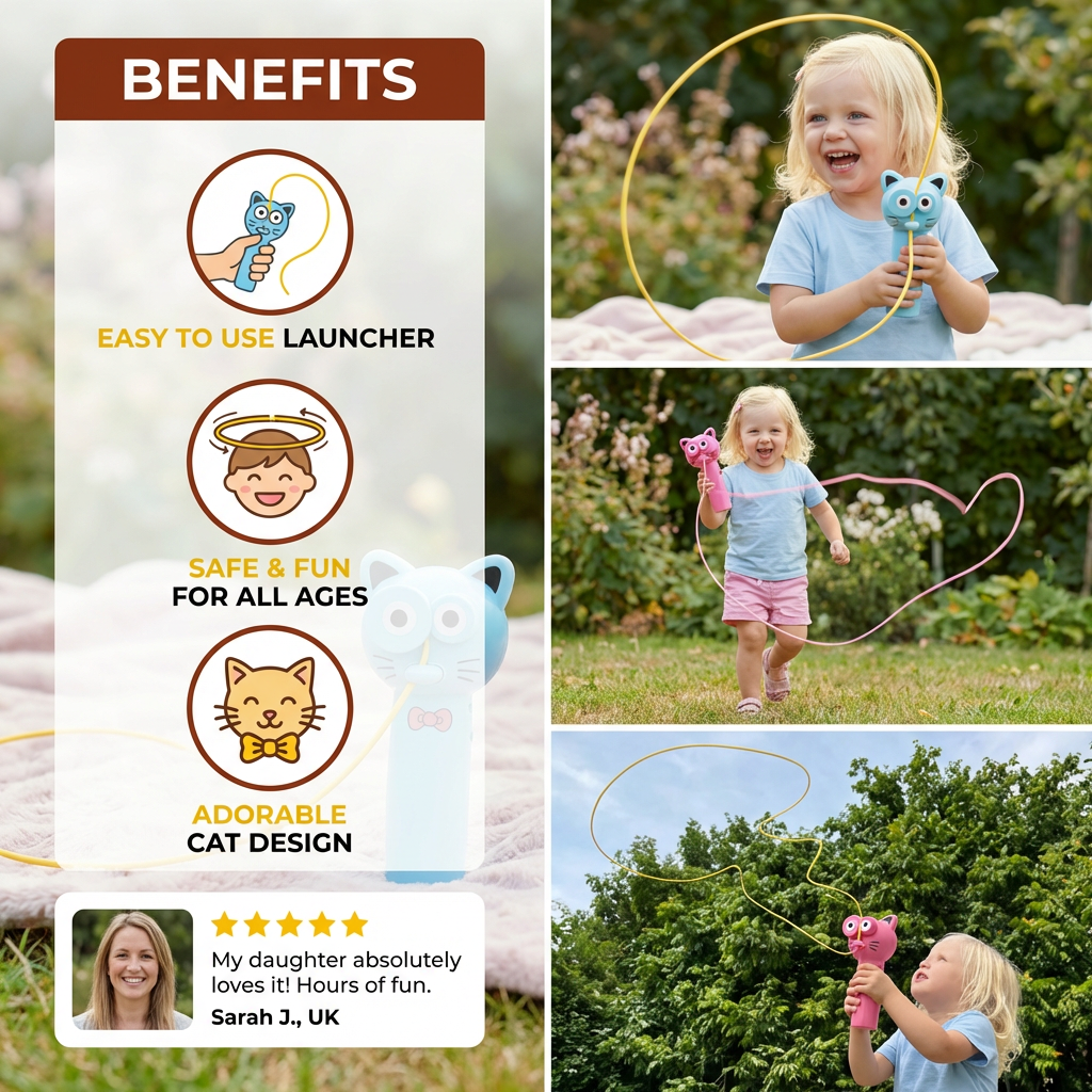 Cat-Themed Lasso Toy for Kids – Spinning Rope Launcher Fun