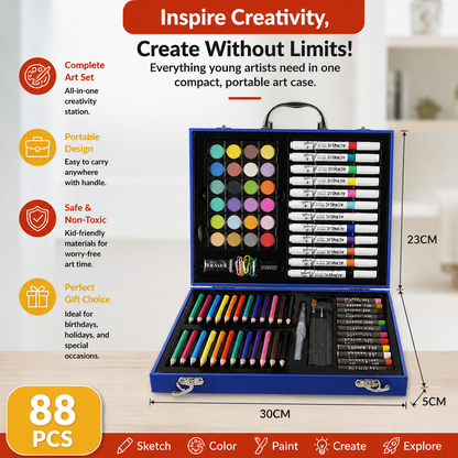 88-Piece Creative Art Case for Little Artists