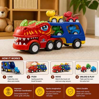 Dinosaur Transport Truck Toy Set with Mini Dino Cars