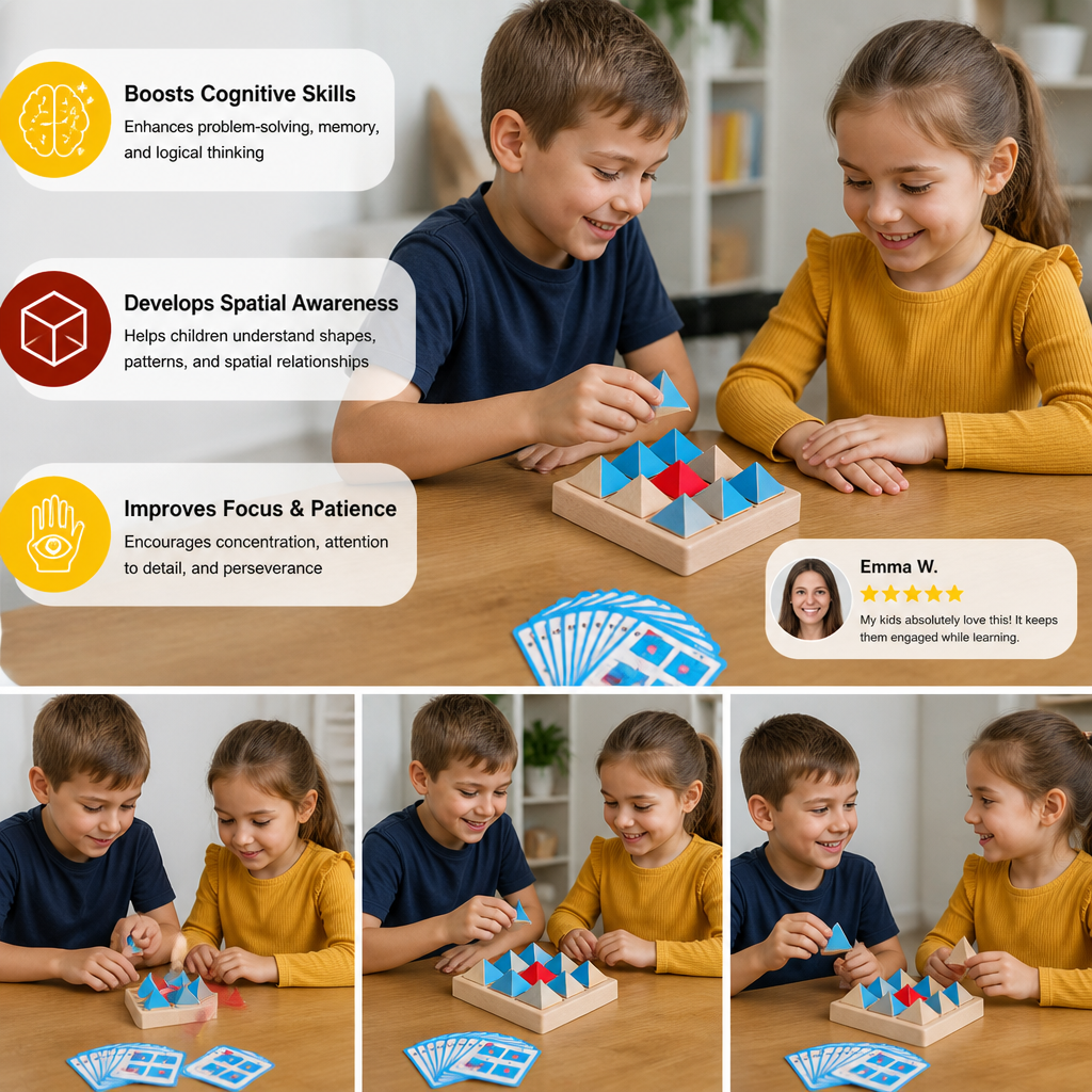 Wooden Geometric Pattern Puzzle – Logic & Spatial Thinking Game