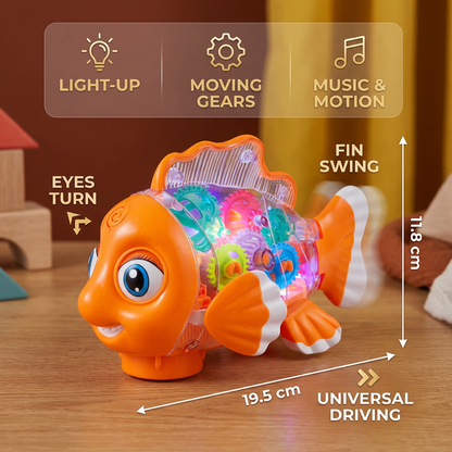 Light-Up Gear Fish Toy for Kids – Transparent Moving Gears with Music & Motion
