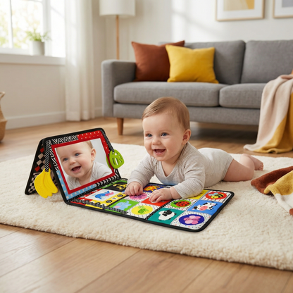 Interactive Baby Mirror Book – Foldable & Washable Soft Cloth Toy
