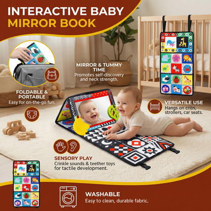 Interactive Baby Mirror Book – Foldable & Washable Soft Cloth Toy