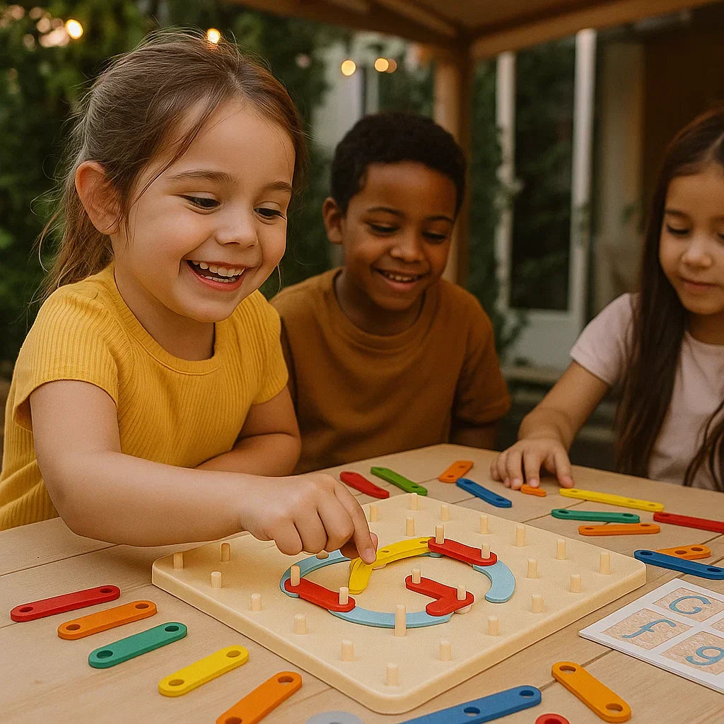 Montessori Pegboard Puzzle for Kids ⎜ Creative Shape Matching Toy with Letters and Numbers for Early Learning