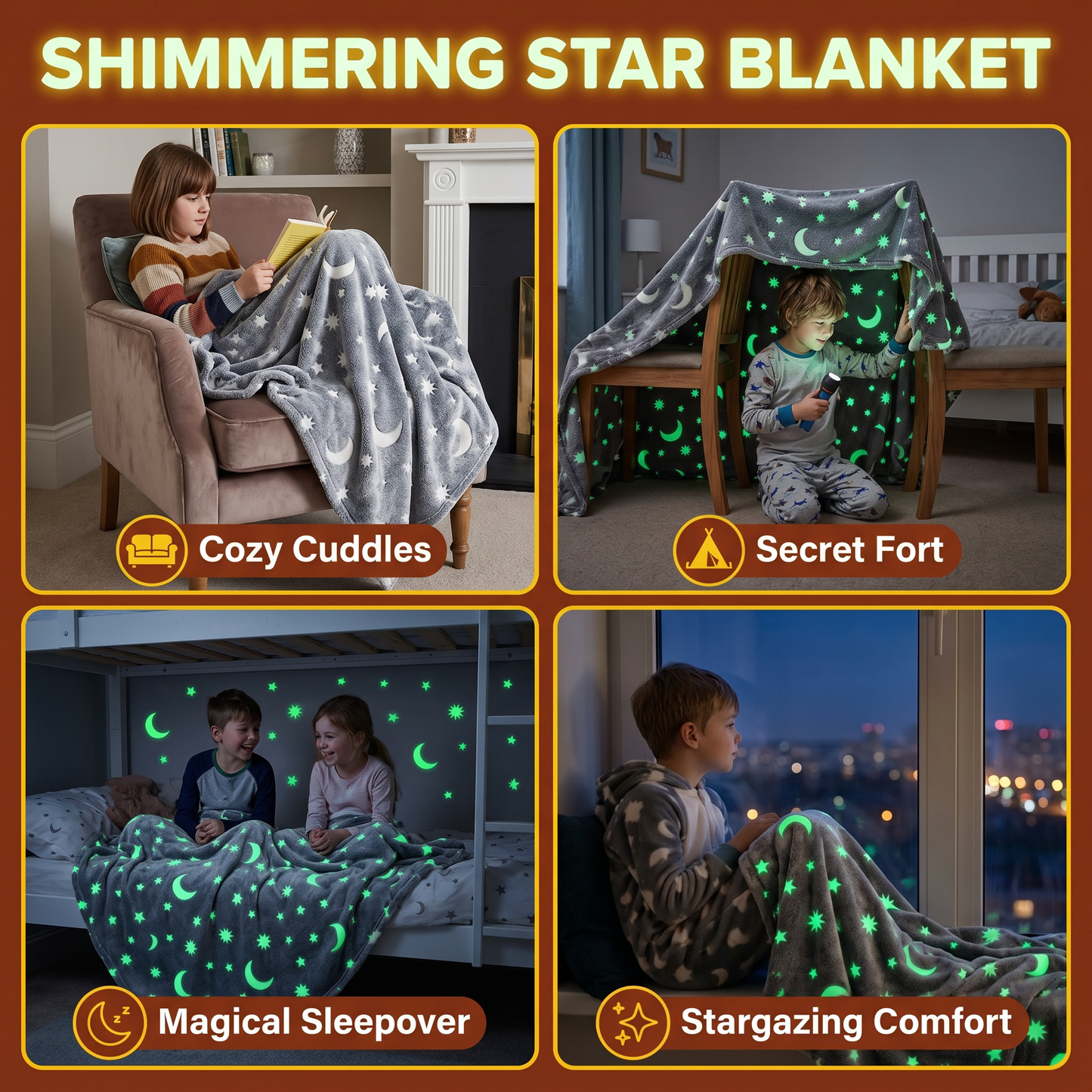 Shimmering Star Blanket – Glow-in-the-Dark Cozy Blanket
