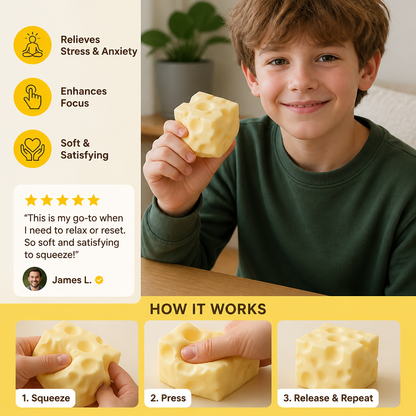Squishy Cheese Stress Ball – Soft Moldable ASMR Fidget Toy for Stress & Anxiety Relief
