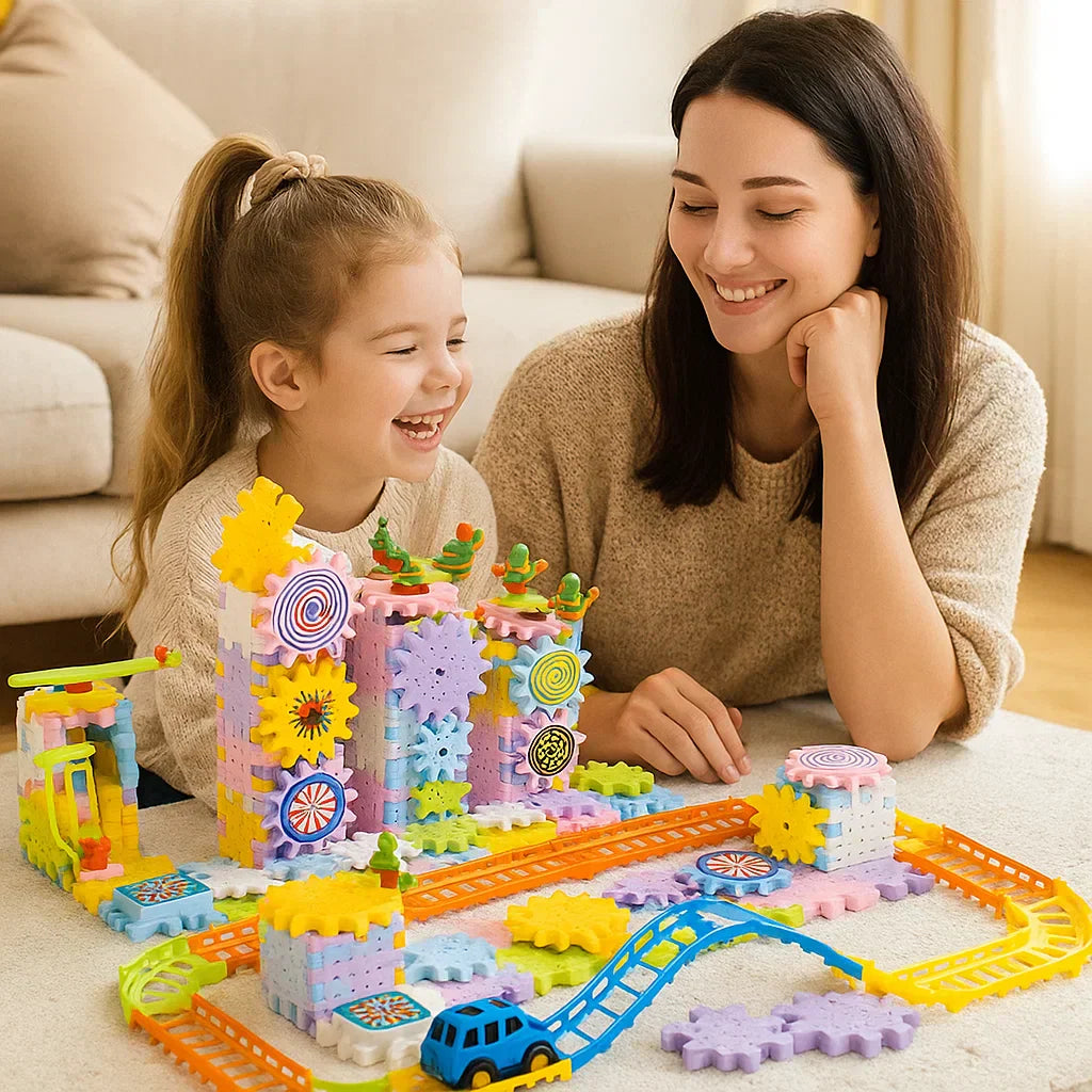 Mechanical Gear Building Blocks for Kids ⎜ Electric STEM Toy for Creative Play and Early Education Fun
